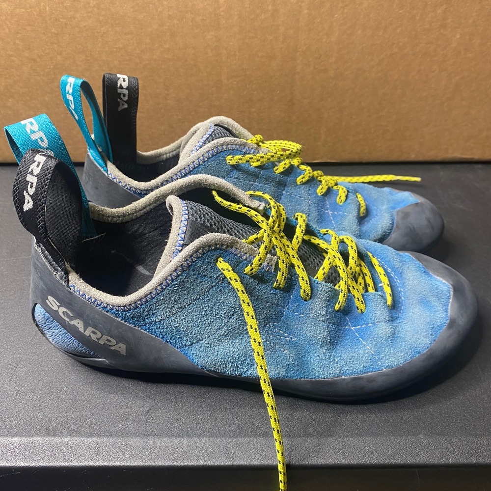 Scarpa Helix Climbing Shoes Blue Suede Lace Up Mens 8 Womens 9 EU 41 70005-001.1